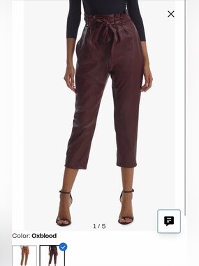 Commando Oxblood Faux-Leather Cropped Paperbag Pants